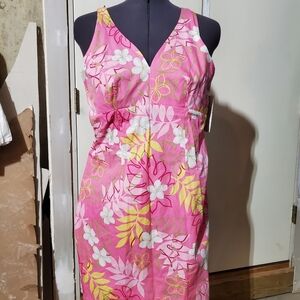 Floral Pink Sleeveless Hawaiian Dress